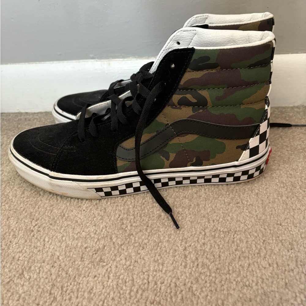 Vans Black and Camo High-Top Sneakers
